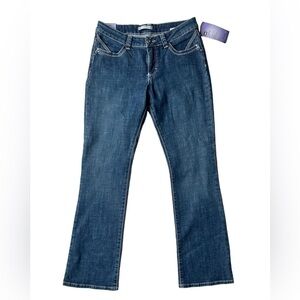 NWT Lee Mid Rise Barely Bootcut Embellished Pocket Stretch Jeans Women’s 12